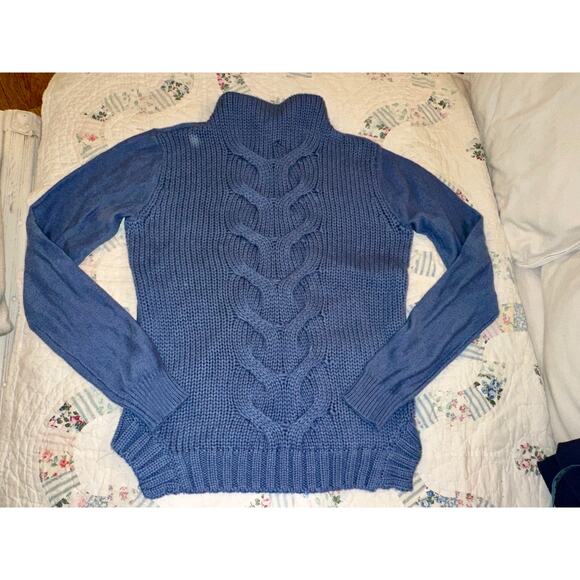 NEW SUPER SOFT CULLEN BLUE CABLED TURTLENECK SWEATER XS - Picture 1 of 8